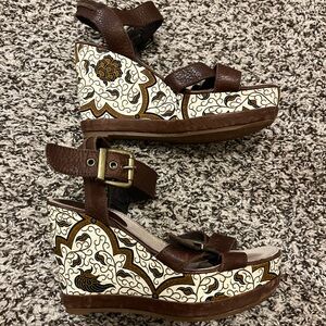 Blackstone Brown Patterned Wedge Sandals